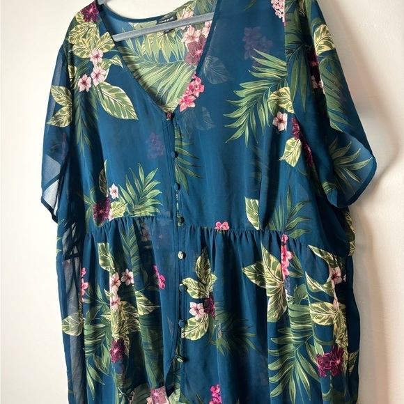 TORRID • Women’s Babydoll Chiffon Button Front Tunic Top Floral Print Size 4X - Picture 6 of 7